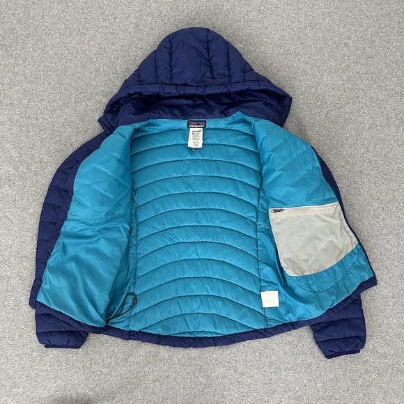 Patagonia Down Sweater Hoodie‎ Jacket Womens Small Blue Hooded Quilted Puffer - Picture 6 of 9